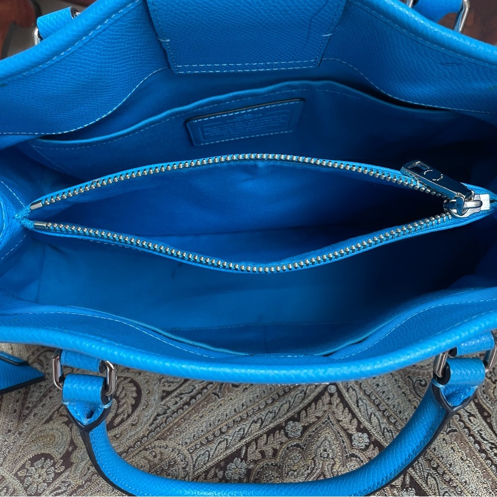Coach Crossgrain Leather Margot Carryall Shoulder Bag Crossbody Sky Blue F34607 - Picture 15 of 16